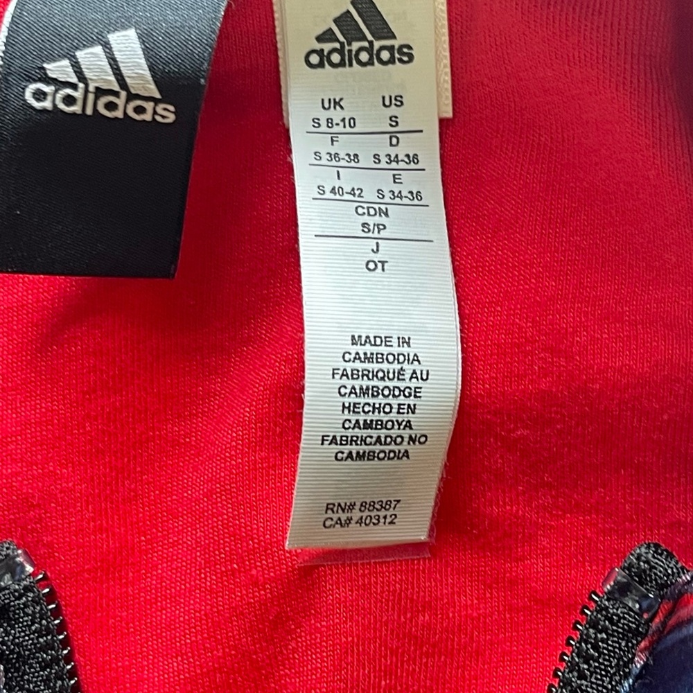ADIDAS Women’s Bomber Colorful Jacket Small Full Zip Blue Red Camouflage - Picture 7 of 9